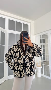 Lacivert Çiçek Desenli Fermuarlı Polar Sweatshirt GAUS-01915GAUSالسويت شيرت GAUS-01915