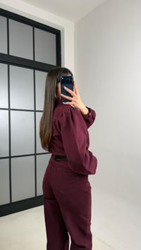 Bordo Kemerli Premium Denim Tulum GAUS-00673GAUSTULUMGAUS-00673