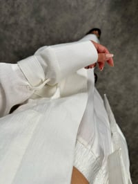 Arley Ekru Kuşak Bağlamalı Cepli Üst Pantolon Pamuk Karışımlı Keten Kimono TakımGausTAKIMGU008789