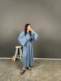 Tyro Mavi Müslin Kumaş Etek Bluz TakımGausTAKIMGU008296