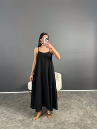 Jamin Siyah İp Askılı Uzun ElbiseGausELBİSEGU0007154