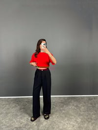 Siyah GK Gold Düğmeli Beli Lastikli PantolonGausPANTOLONGU008099