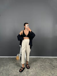 Buddle Taş Arkası Lastikli Rahat Kalıp Krep PantolonGausPANTOLONGU008430