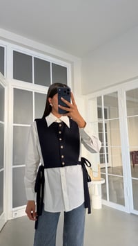 Lacivert Yelekli Gömlek İkili Tasarım Takım GAUS-02047GAUSShirtGAUS-02047
