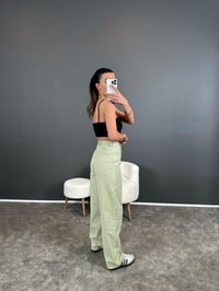 Soft Yeşil Yüksek Bel Baggy JeanGausDENİM PANTOLONGU004615