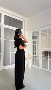 Siyah Kayık Yaka Bluz Beli Lastikli Pantolon İkili Modal Takım GAUS-01718GAUSTAKIMGAUS-01718