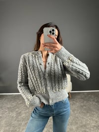 Gri İncili Triko Hırka GausHIRKAGU002978