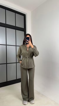 Haki Beli Kuşaklı Hırka Pantolon İkili Modal Takım GAUS-00571GAUSSuitsGAUS-00571