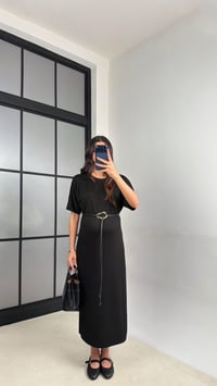 Siyah Kemerli Modal Kumaş Basic Elbise GAUS-01161GAUSELBİSEGAUS-01161