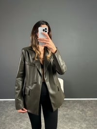 San Yeşil Deri Blazer CeketGausCEKETGU002685