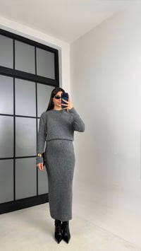 Gri Yumuşak Dokulu Triko Elbise GAUS-01083GAUSELBİSEGAUS-01083