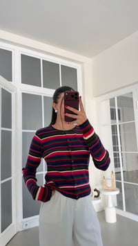 Çok Renkli Şeritli Triko Hırka GAUS-02244GAUSCardiganGAUS-02244