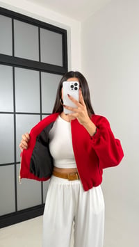 Kırmızı Astarlı Cepli Kaşe Bomber Ceket GAUS-00191GAUS السترات  GAUS-00191