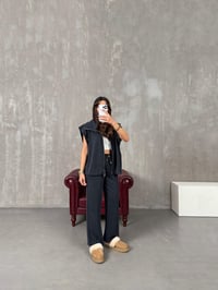 Hensa Lacivert Ntw Modal Kumaş Yelekli TakımGausTAKIMGU100336