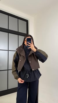 Acı Kahve Beli Lastikli Paraşüt Detaylı Ceket Pantolon Takım GAUS-01077GAUSTAKIMGAUS-01077