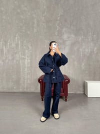 Lacivert Gabardin Kuşaklı Takım Gaus0008GausTAKIMGU1001002