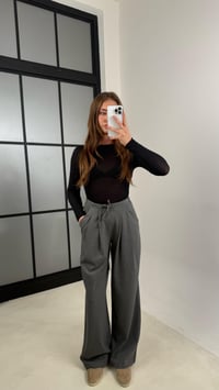 Antrasit Beli Lastikli Pile Detaylı Kumaş Pantolon GAUS-00538GAUSPantsGAUS-00538