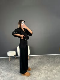 Siyah Kapri Kol Triko İkili TakımGausTAKIMGU002527
