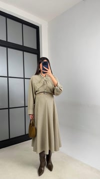 Yeşil Fular Detaylı Gömlek Etek İkili Ekoseli Takım GAUS-00980GAUSTAKIMGAUS-00980