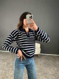 Lacivert Çizgili Polo Yaka Triko KazakGausKAZAKGU002992