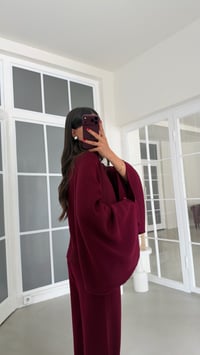 Mürdüm Yarasa Kol Hırka Beli Lastikli Pantolon İkili Triko Takım GAUS-02238GAUSTAKIMGAUS-02238