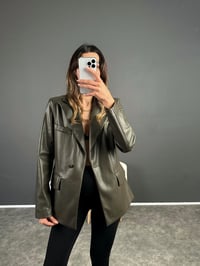 San Yeşil Deri Blazer CeketGausCEKETGU002685