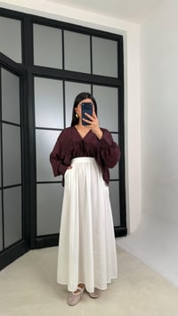 Beyaz Beli Lastikli Cepli Tencel Etek GAUS-01203GAUSETEKGAUS-01203