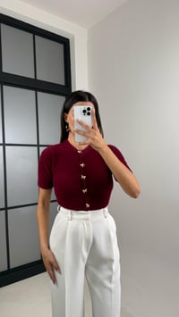 Bordo Fiyonk Düğmeli Yumuşak Dokulu Triko Hırka GAUS-00145GAUSCardiganGAUS-00145