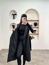 Espe Siyah Premium Astarlı İkili Sihirli TrençkotGausKABANGU0090343