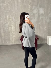 Gina Gri ZR Model Kemerli Kaşe PançoGausPANCOGU00903889