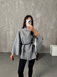Gina Gri ZR Model Kemerli Kaşe PançoGausPANCOGU00903889