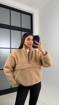 Camel Cepli Yaka Fermuarlı Peluş Sweatshirt GAUS-00672GAUSSweatshirtGAUS-00672