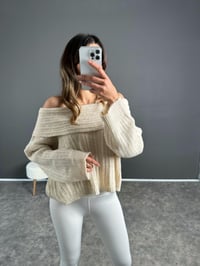 Mio Krem Kayık Yaka Triko KazakGausKAZAKGU002712