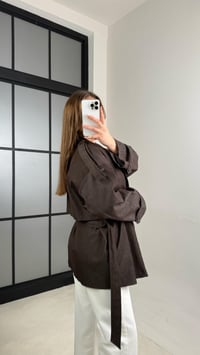 Acı Kahve Düğmeli Kuşaklı Denim Trençkot GAUS-00983GAUSTRENÇKOTGAUS-00983