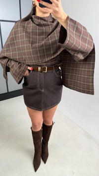 Kahve Kemerli Mini Denim Etek GAUS-01042GAUSETEKGAUS-01042