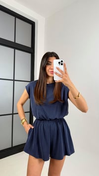 Lacivert Oys Muadil Sırt Dekolteli Modal Şortlu Tulum Gaus00596GausTULUMGU1002394