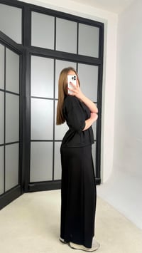 Siyah Kemer Detaylı Bluz Beli Lastikli Pantolon İkili Modal Takım GAUS-01228GAUSTAKIMGAUS-01228