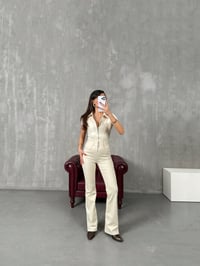 Milen Ekru Fermuarlı Gabardin TulumGausTULUMGU100467