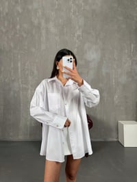 Beyaz Pamuklu Oversize Gömlek Gaus00147GausGÖMLEKGU1001344