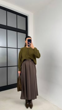 Kahve Beli Lastikli Cepli Tencel Etek GAUS-00670GAUSETEKGAUS-00670