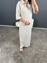 Roge Taş Keten Uzun Yırtmaçlı Uzun ElbiseGausELBİSEGU004618
