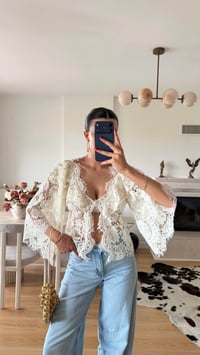 Ekru Dantel Detaylı Muadil Bluz GAUS-01607GAUSالبلوزات GAUS-01607