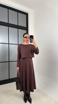 Acı Kahve Kazak Elbise İkili Basic Modal Takım GAUS-00722GAUSTAKIMGAUS-00722