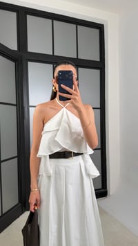 Beyaz Kemerli Astarlı Etek GAUS-01478GAUSETEKGAUS-01478