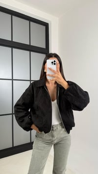 Siyah Çiçek Nakışlı Astarlı Cepli Tasarım Ceket GAUS-00451GAUSCEKETGAUS-00451