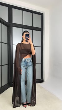 Acı Kahve Şifon Maxi Boy Pelerin GAUS-01457GAUSBLUZGAUS-01457