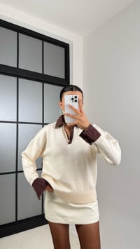 Krem Denim Yaka Detaylı Kazak GAUS-00507GAUSKAZAKGAUS-00507