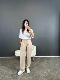 Lul Taş Beli Lastikli İp Kemerli Tensel PantolonGausPANTOLONGU004617