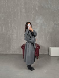 Telsa Antrasit Kuşaklı Poliviskon Astarlı Premium Trençkot GausKABANGU100771