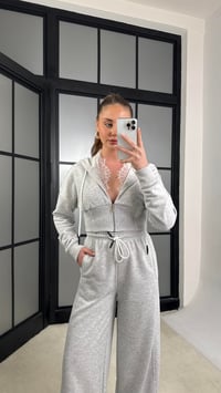 Gri Dantel Detaylı Hırka Beli Lastikli Eşofman Takım GAUS-01226GAUSTAKIMGAUS-01226